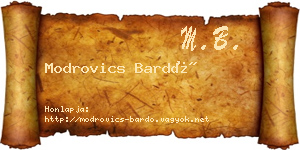 Modrovics Bardó névjegykártya